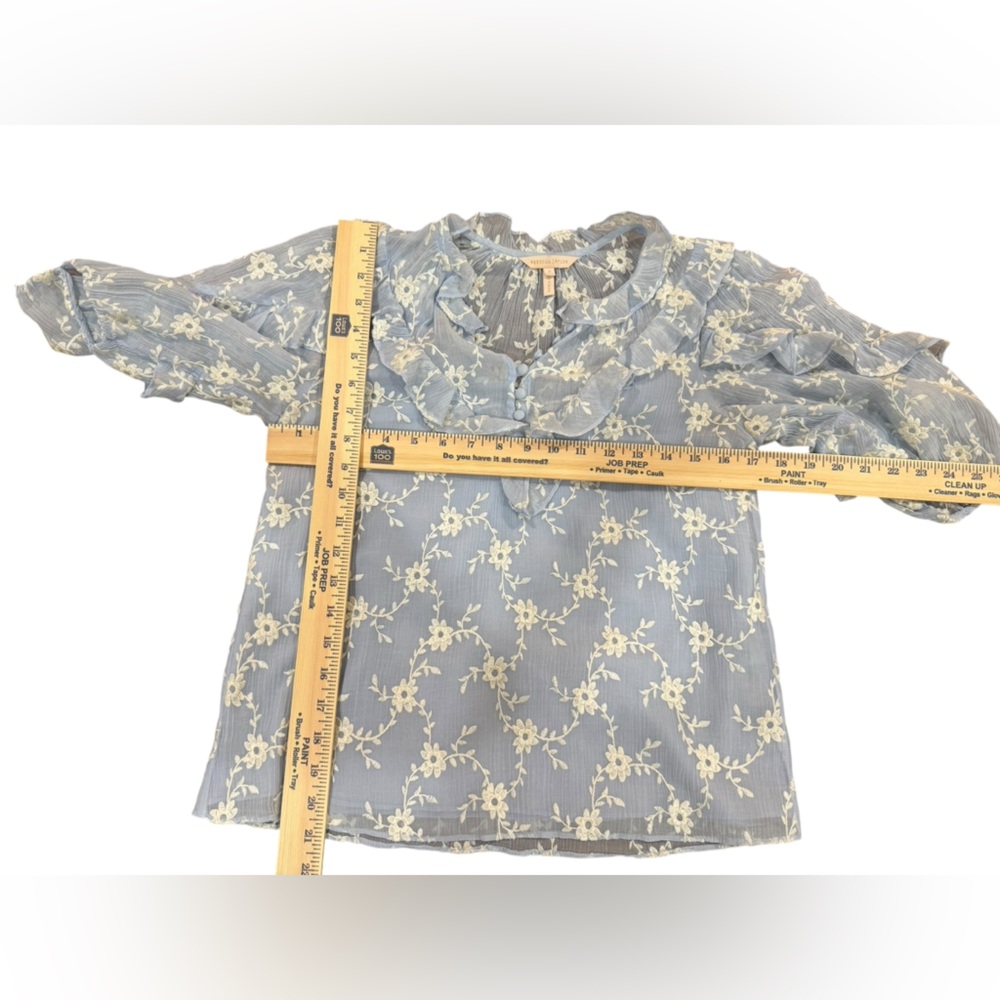 Rebecca Taylor Light Blue‎ Floral Blouse - Picture 4 of 6